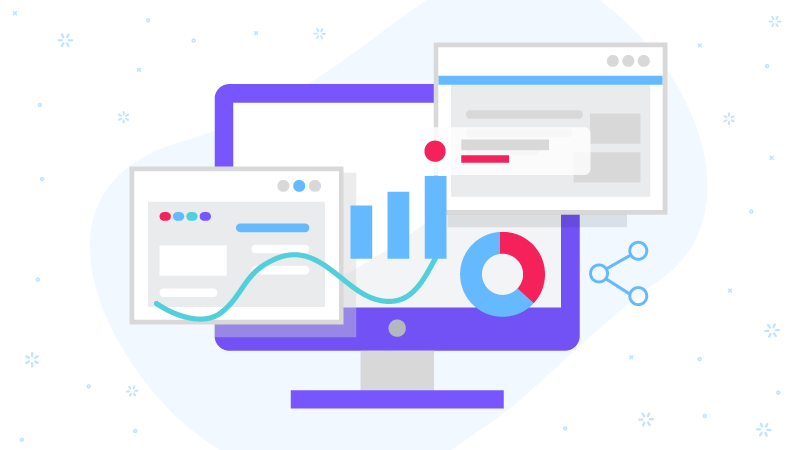 Illustration of a computer screen displaying email performance charts and analytics representing deliverability metrics.