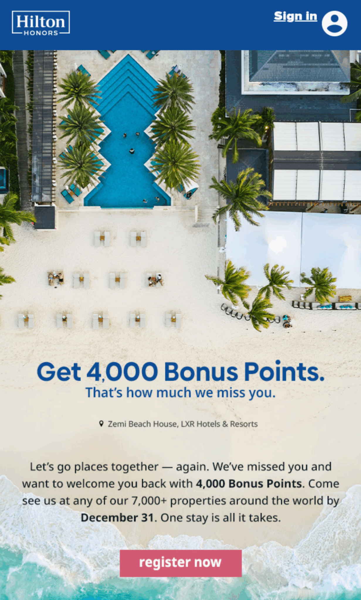 Hilton Honors Bonus Points Scaled